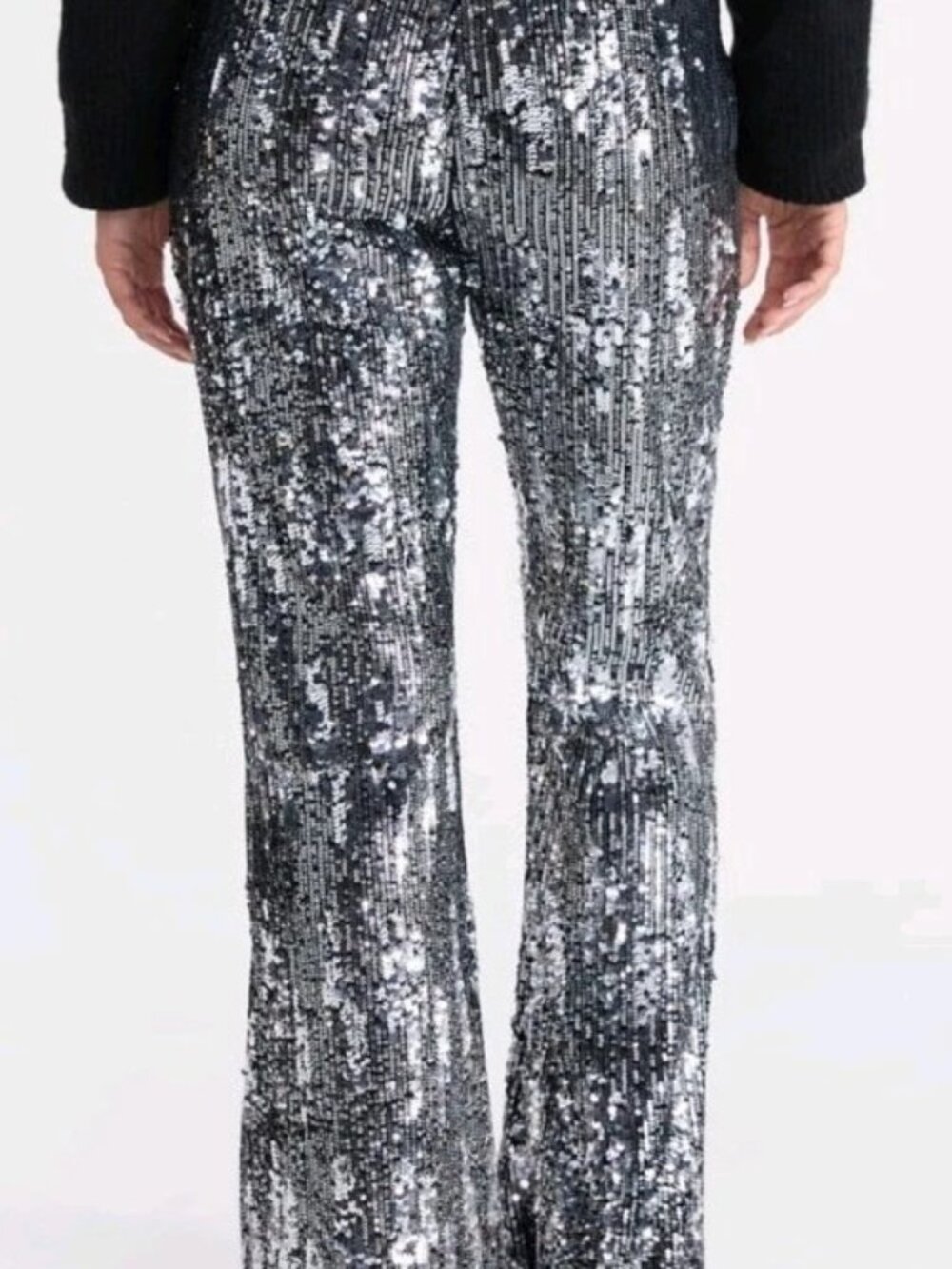 No Boundaries Silver Sequin Dress Pants Flared Size S